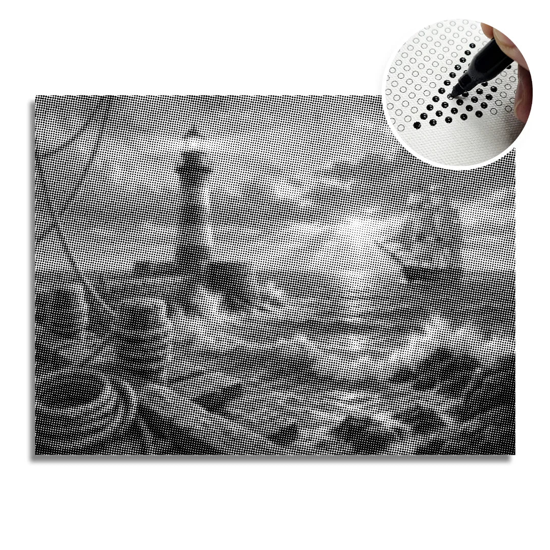 Ship at the Lighthouse Dot Painting