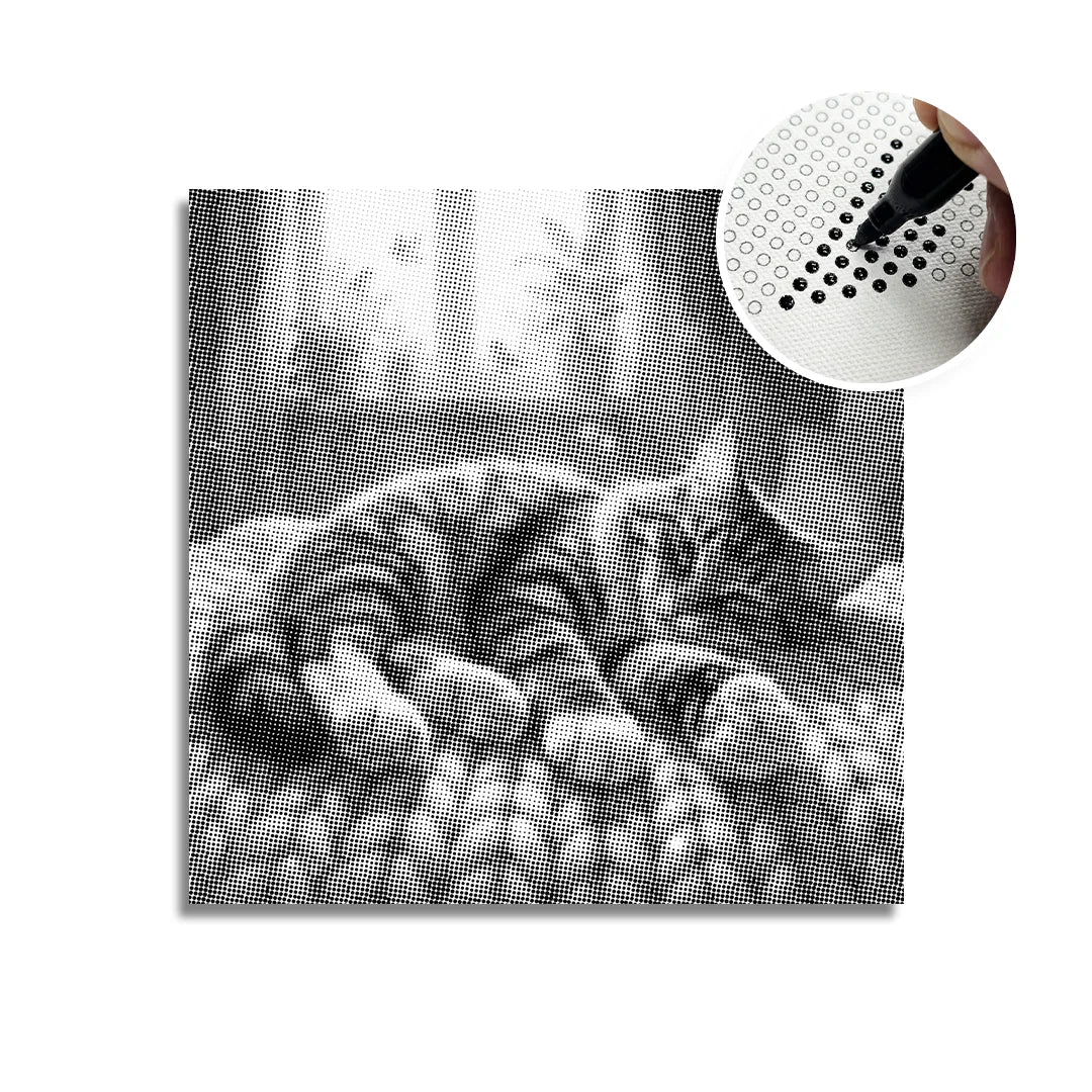 Sleepy Cat Dot Painting