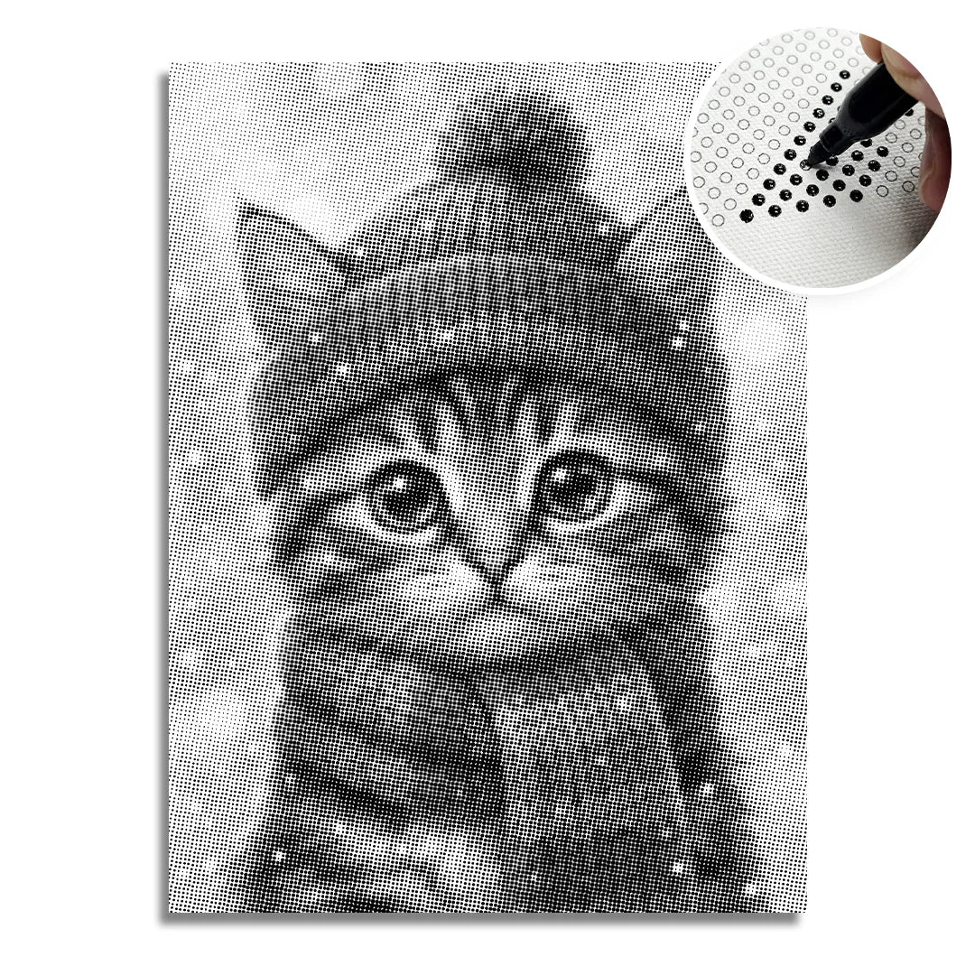 Winter Kitten Dot Painting