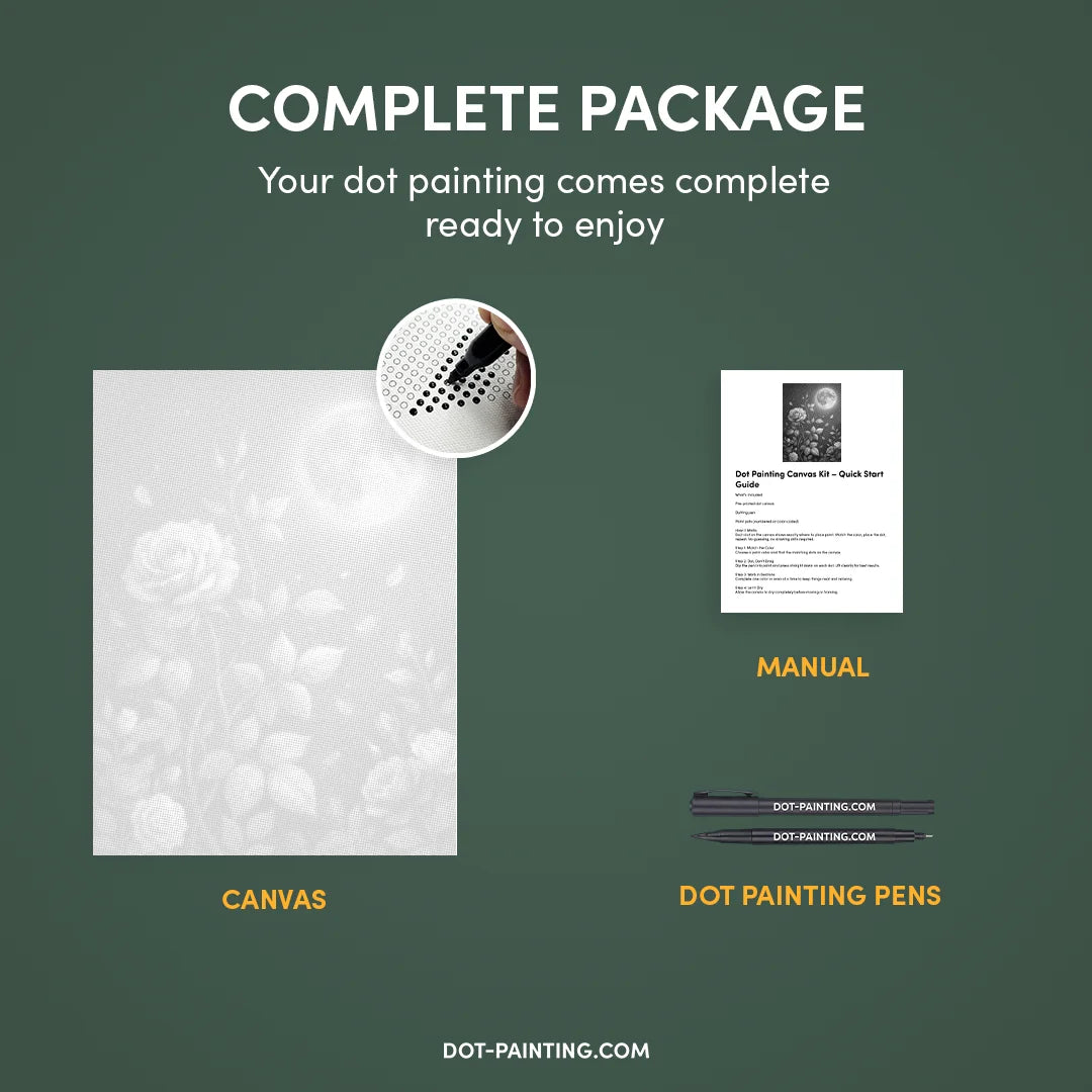 Roses and the Moon Dot Painting