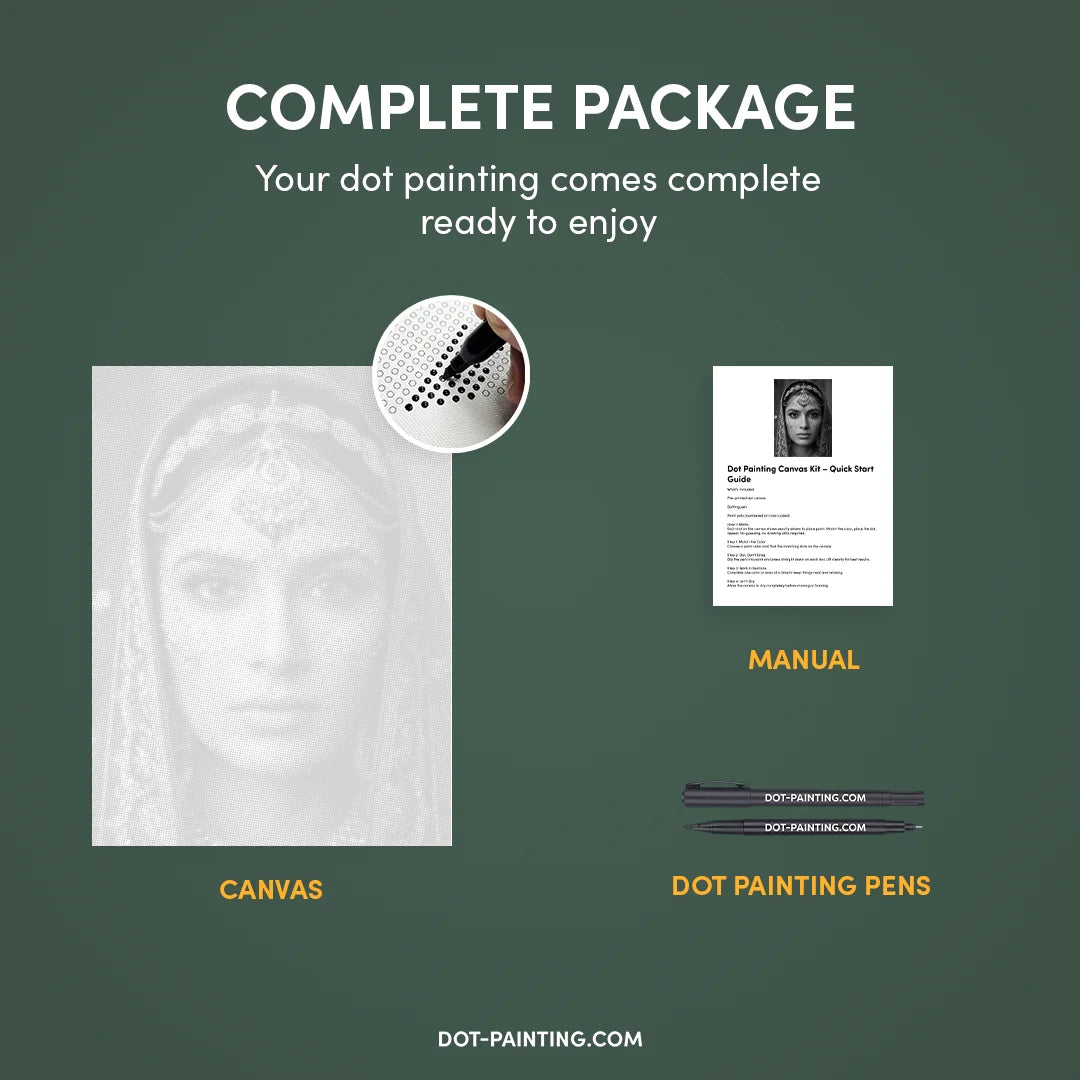 Indian Woman Dot Painting