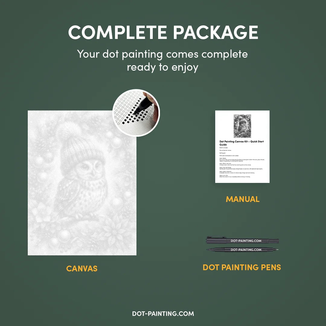 Christmas Owl in the Tree Dot Painting