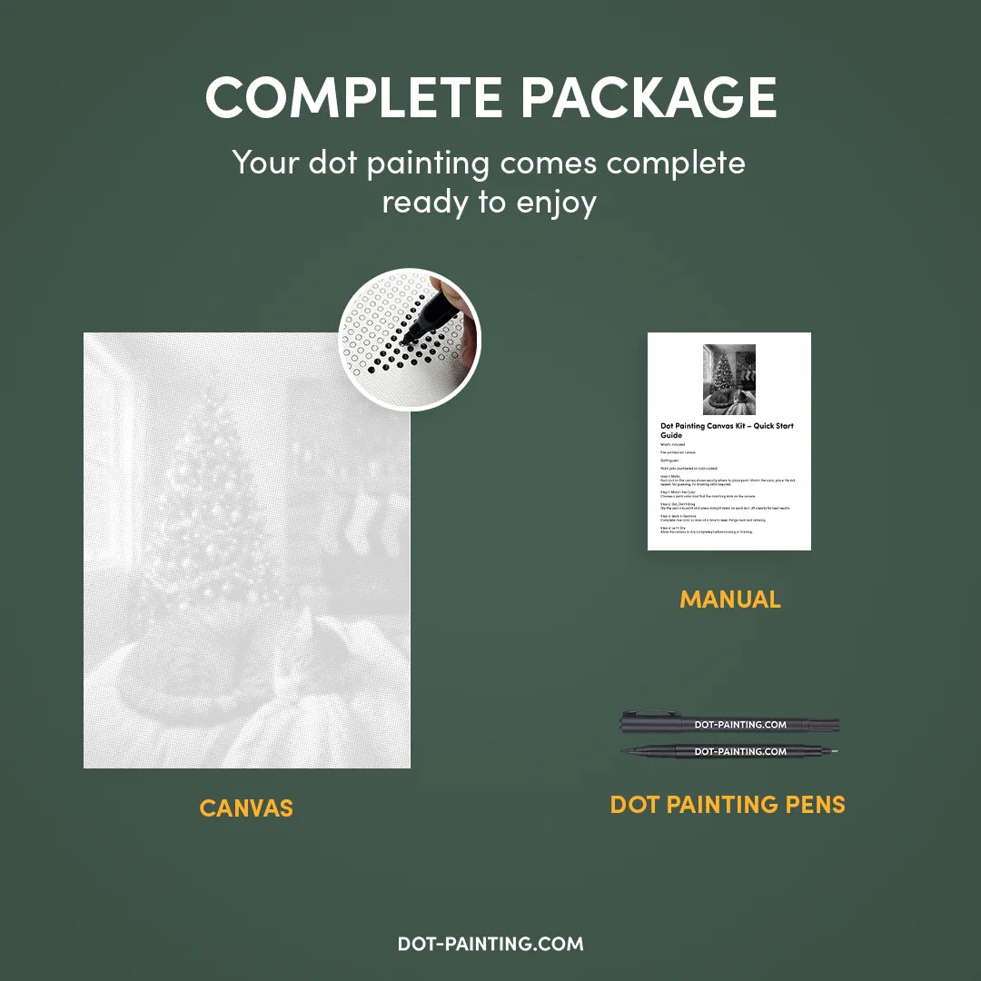 Cat by the Christmas Tree Dot Painting