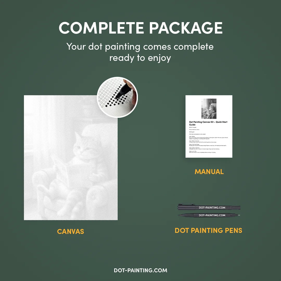 Cat on a Couch Dot Painting