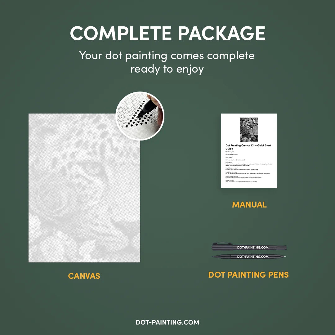 Botanical Panther Dot Painting