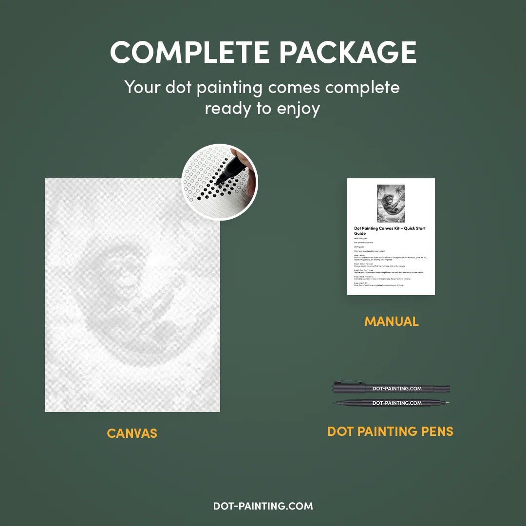 Monkey in Hammock Dot Painting