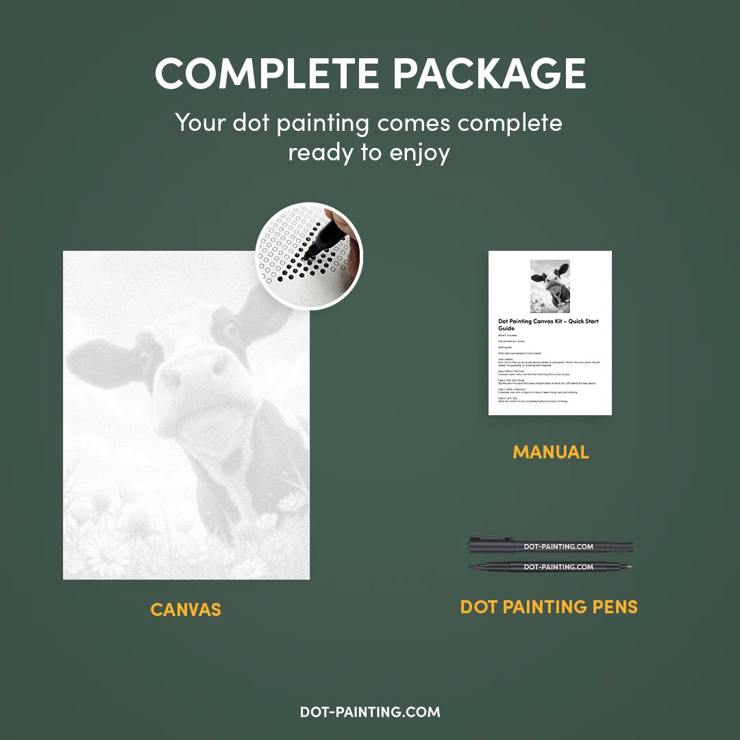 Happy Cow with Flowers Dot Painting