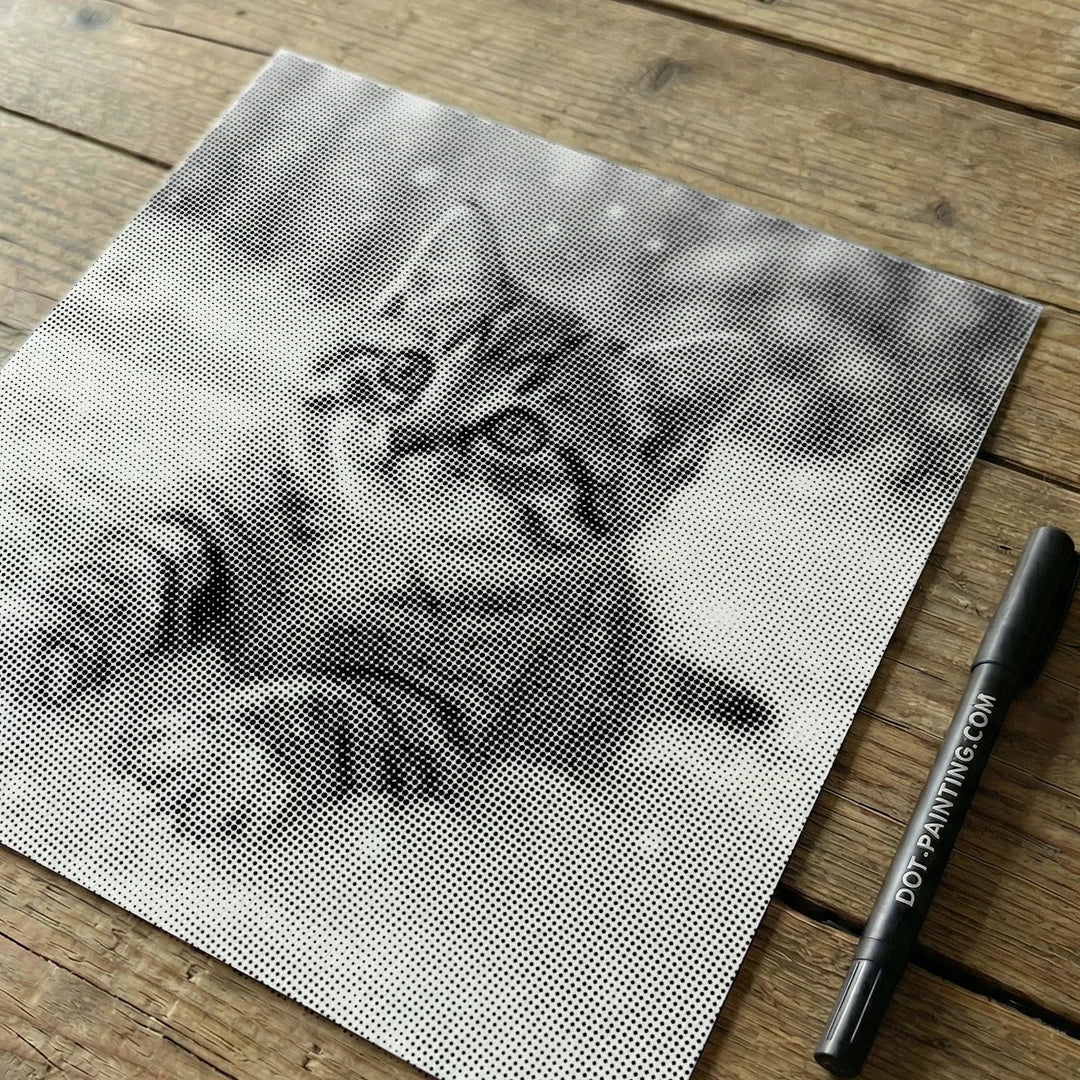 Kitten in the Snow Dot Painting