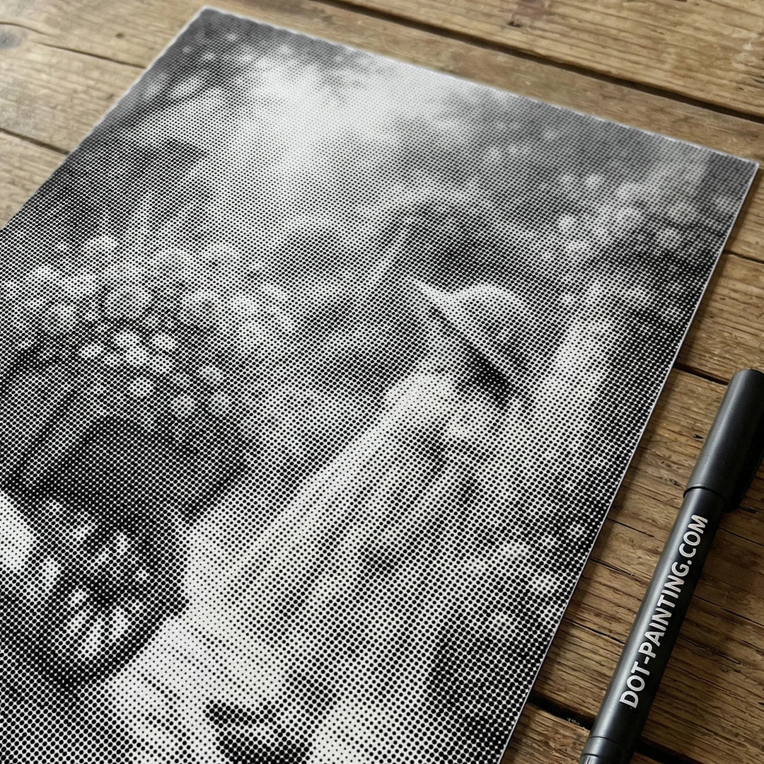 Girl with Flower Cart Dot Painting