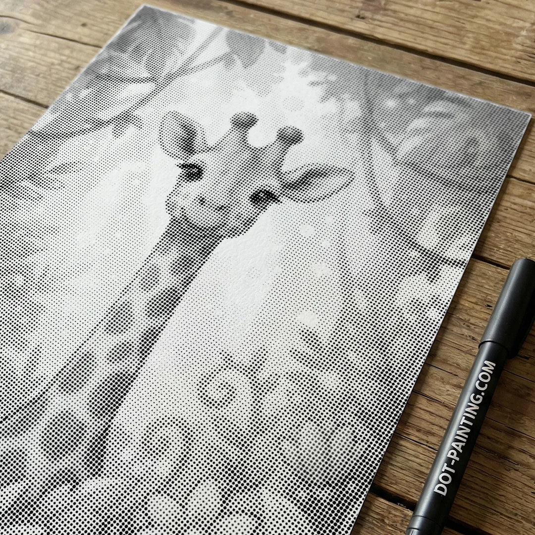 Giraffe with Flowers Dot Painting