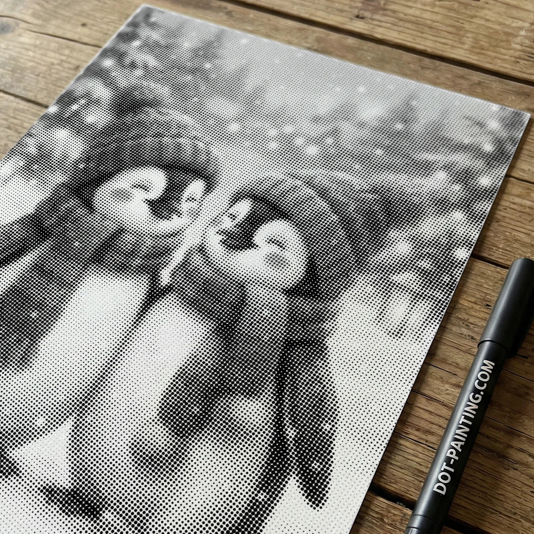 Winter Penguins Dot Painting
