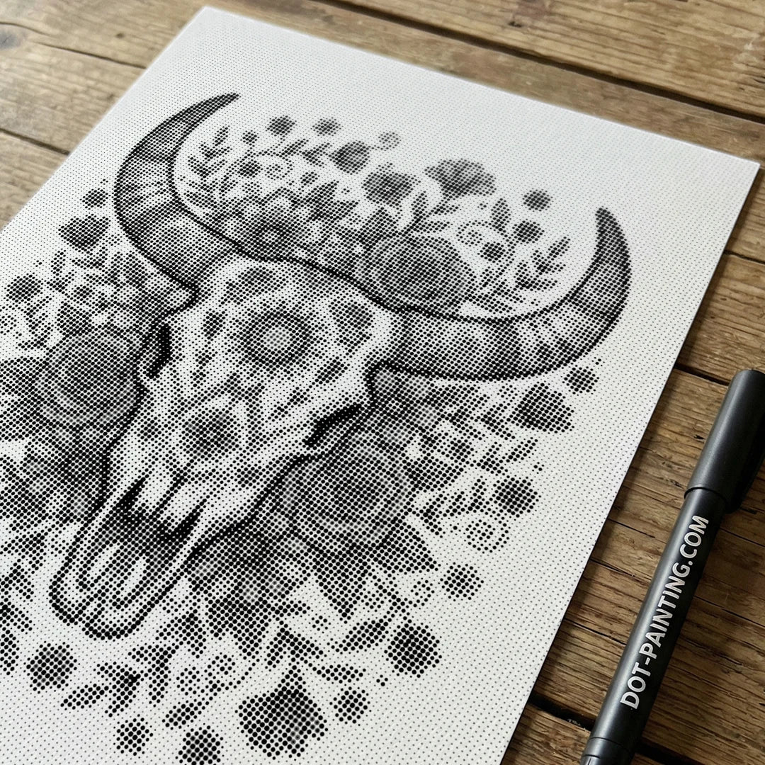 Bull Skull Dot Painting
