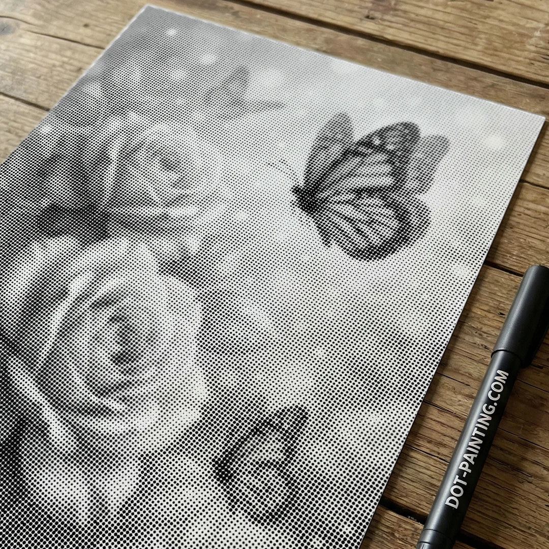 Butterfly with Roses Dot Painting