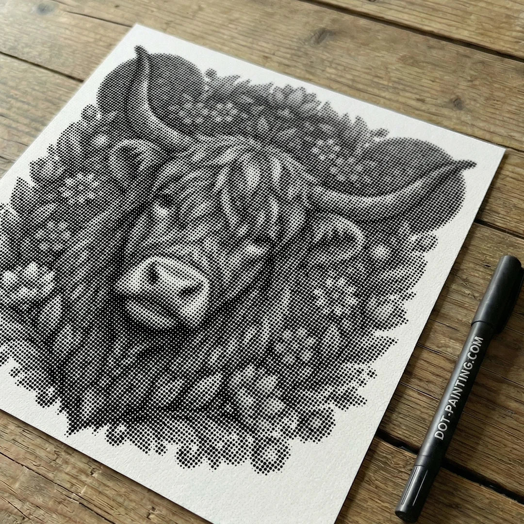 Scottish Highlander Dot Painting