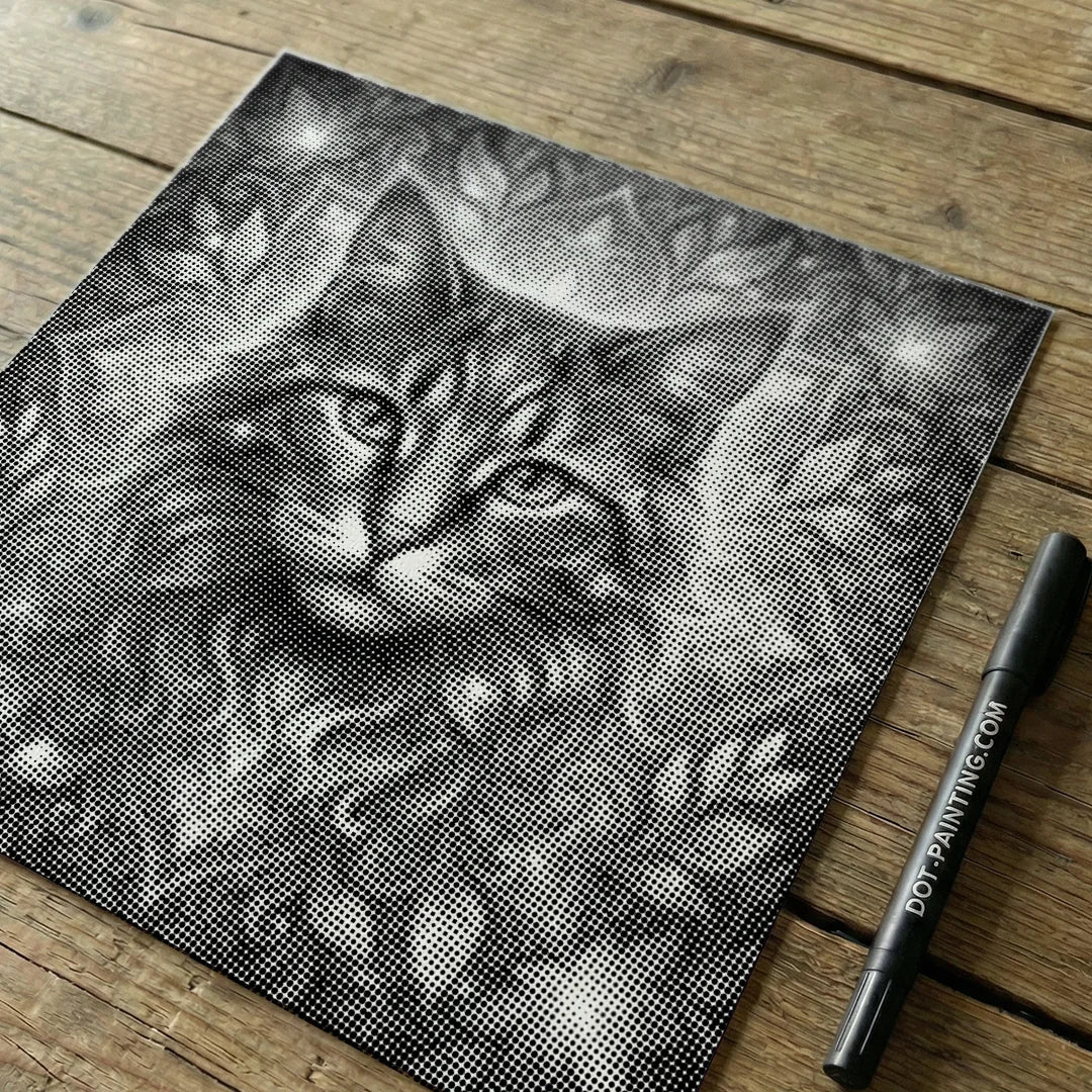 Cat with Flower Dot Painting