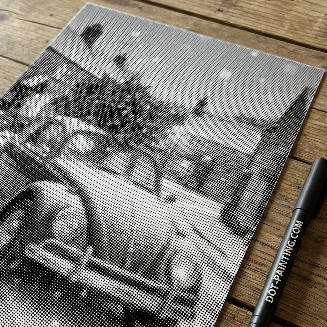 VW with Christmas Tree Dot Painting
