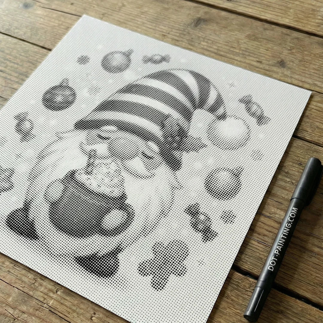 Gnome with Coffee Dot Painting