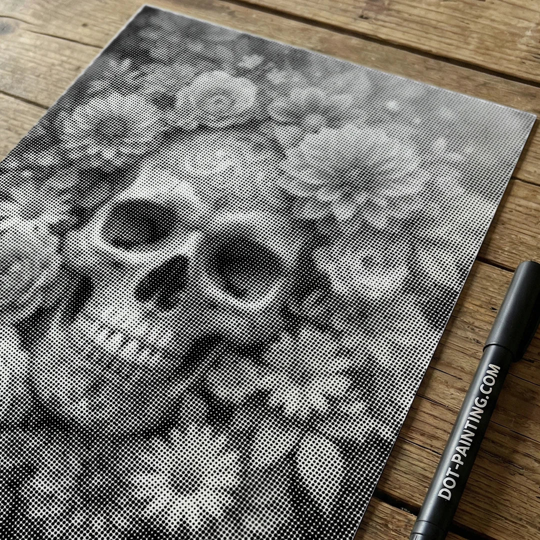 Skull with Flowers Dot Painting