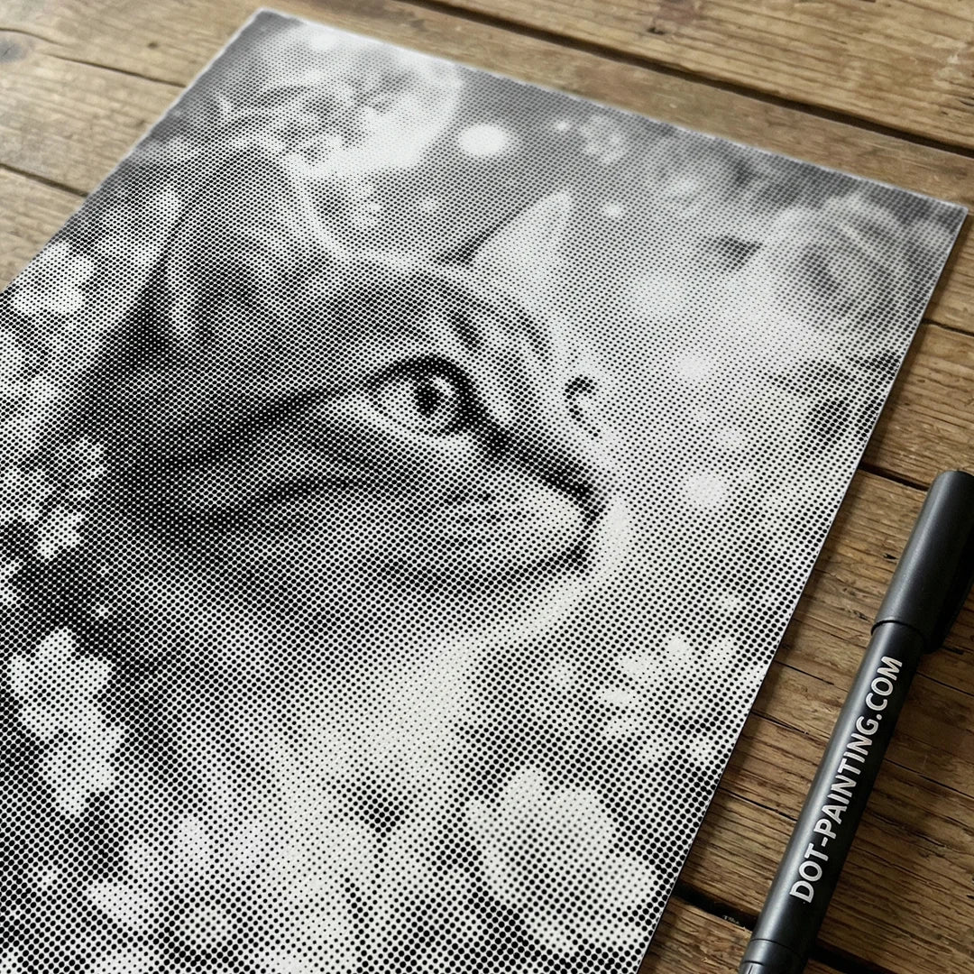 Cat with Flowers Dot Painting
