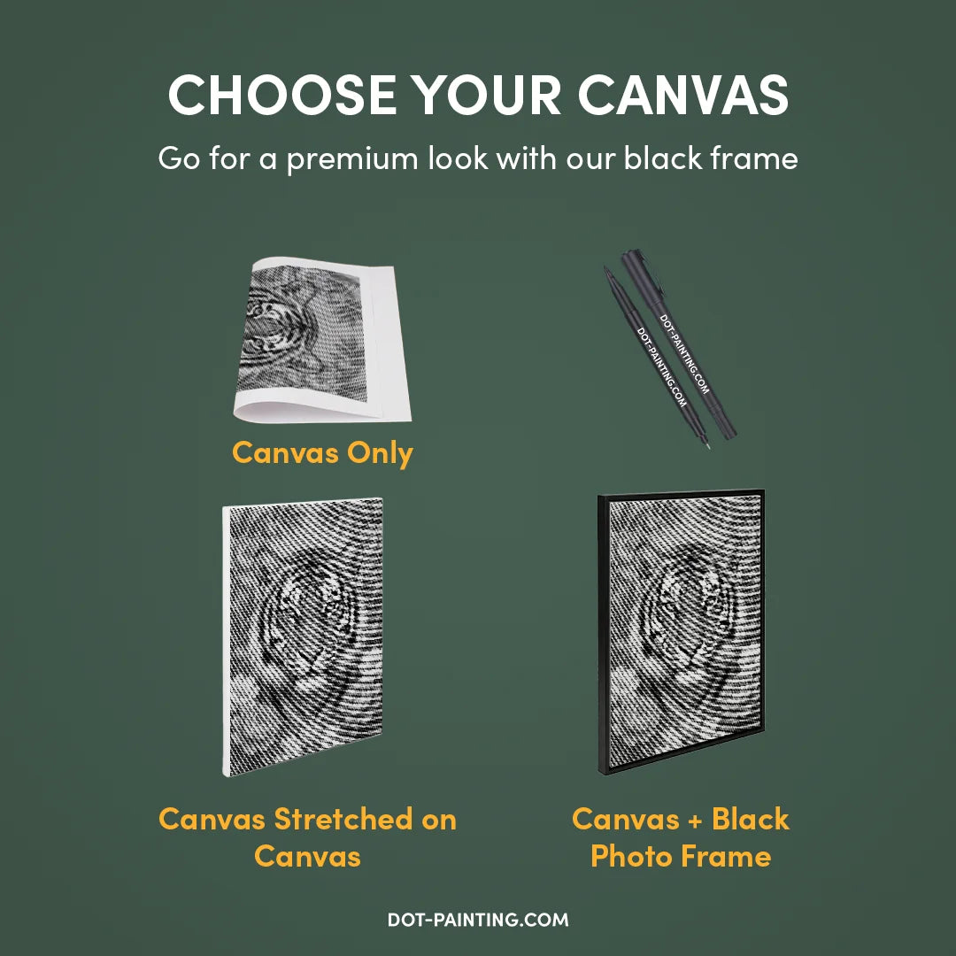 Tiger on Flowers Dot Painting