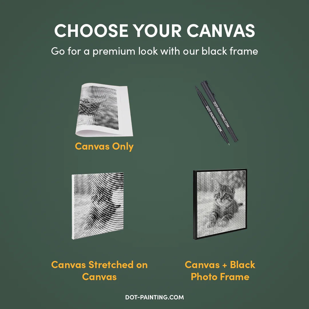 Kitten in the Snow Dot Painting