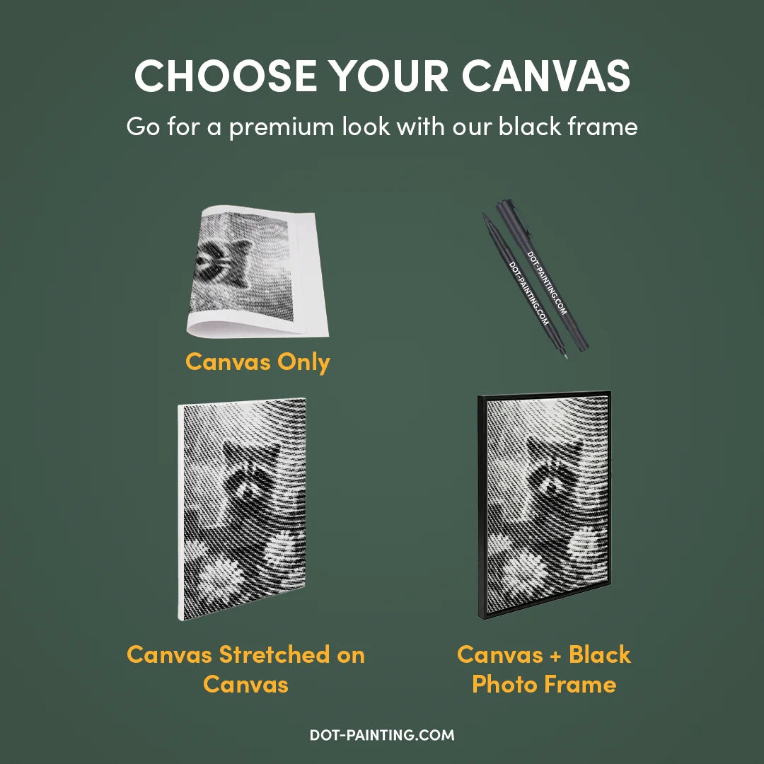 Raccoon with Flowers Dot Painting