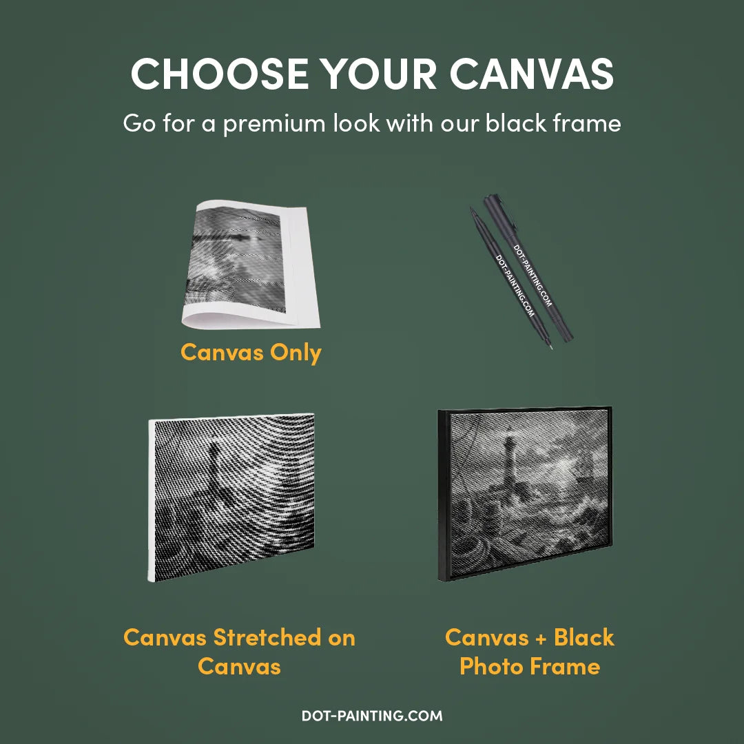 Ship at the Lighthouse Dot Painting