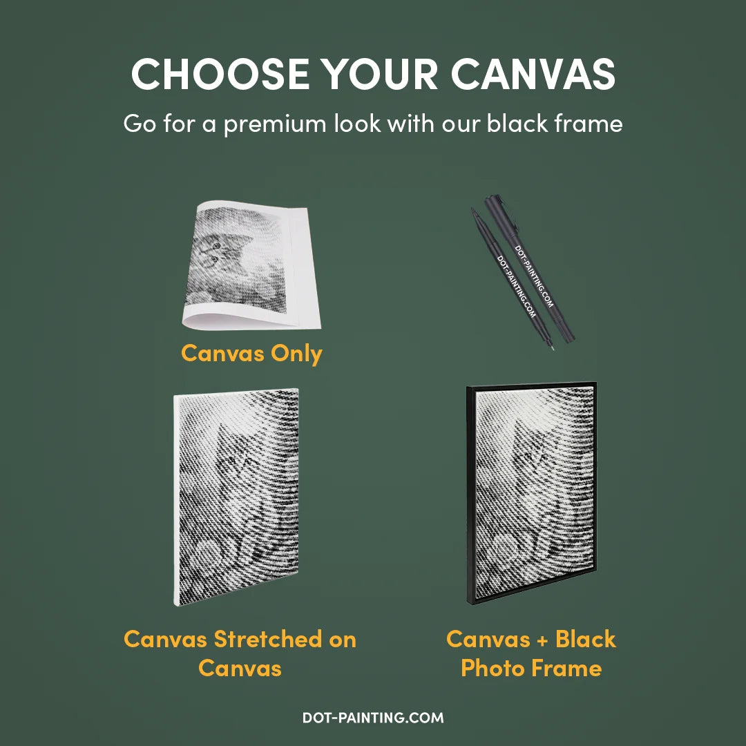 Cat with Flowers Dot Painting