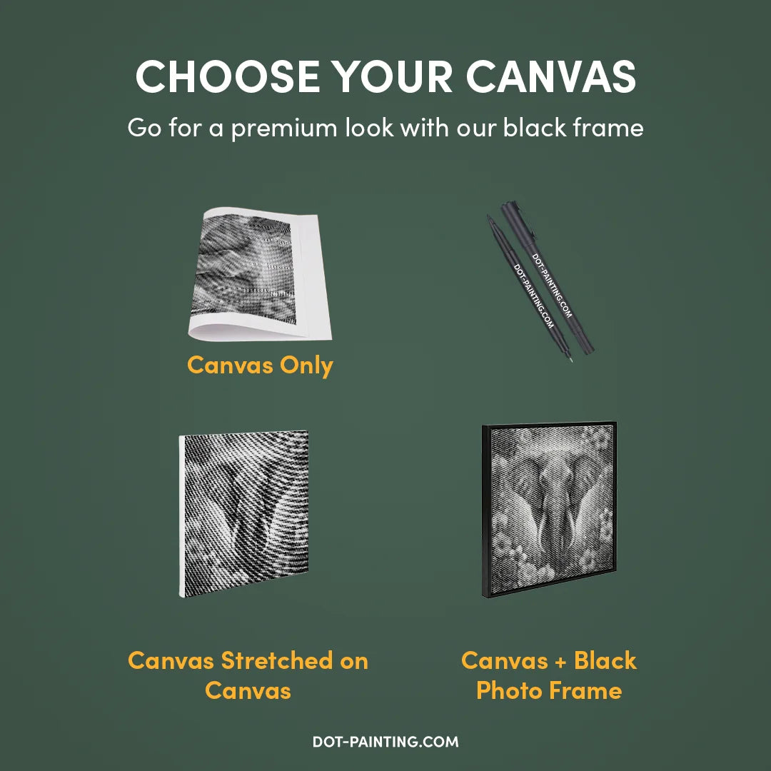 Elephant with Flowers Dot Painting