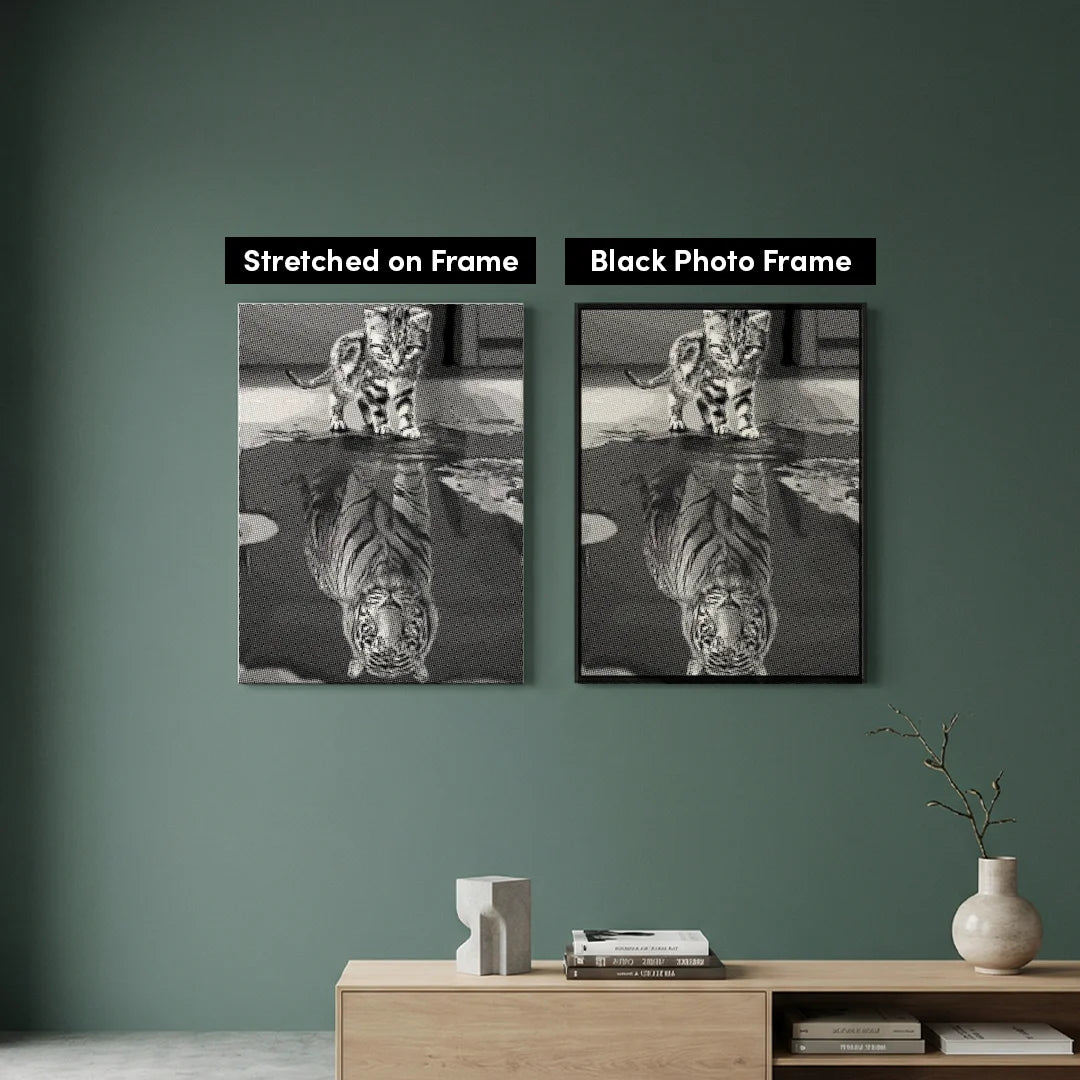 Cat With Tiger Reflection Dot Painting