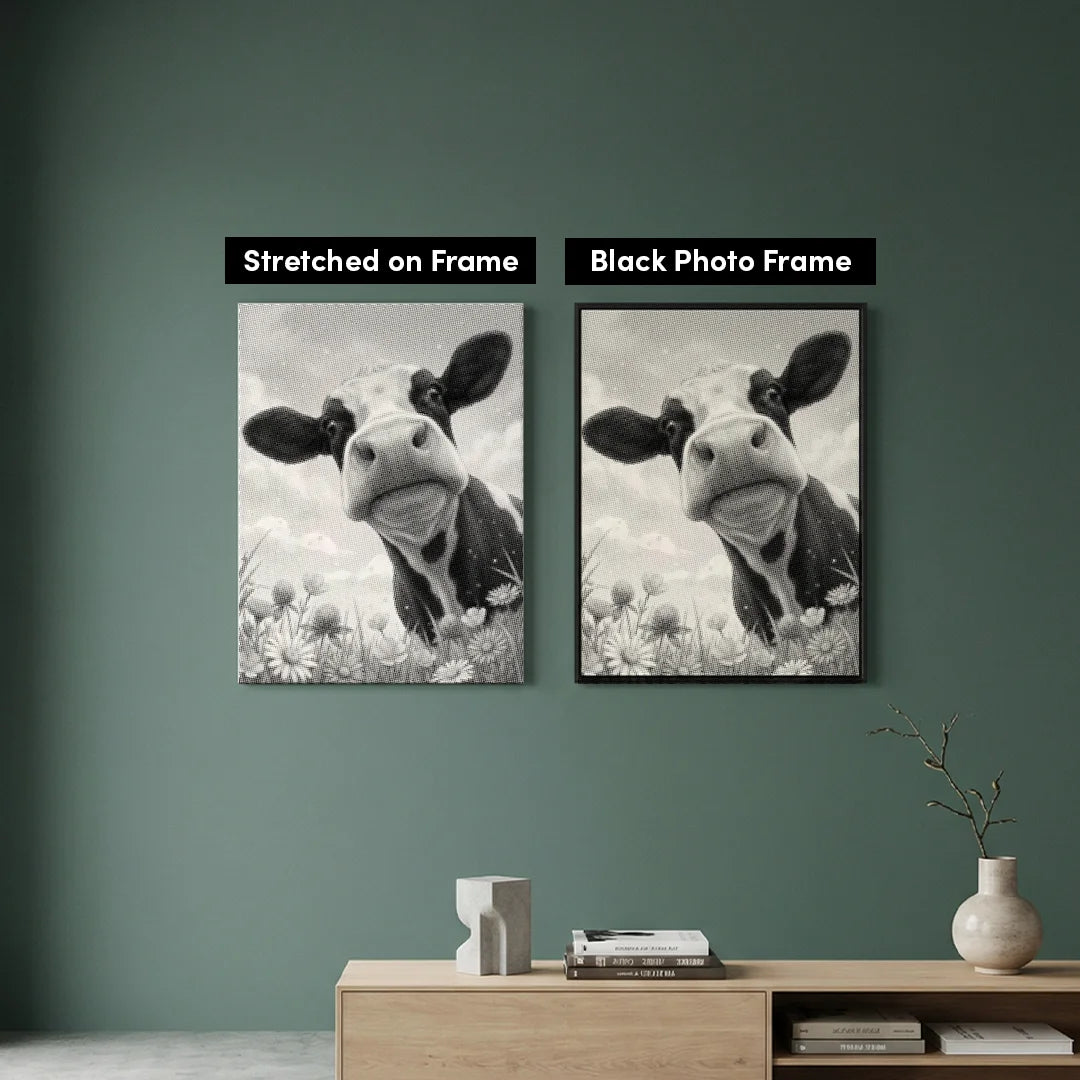 Happy Cow with Flowers Dot Painting