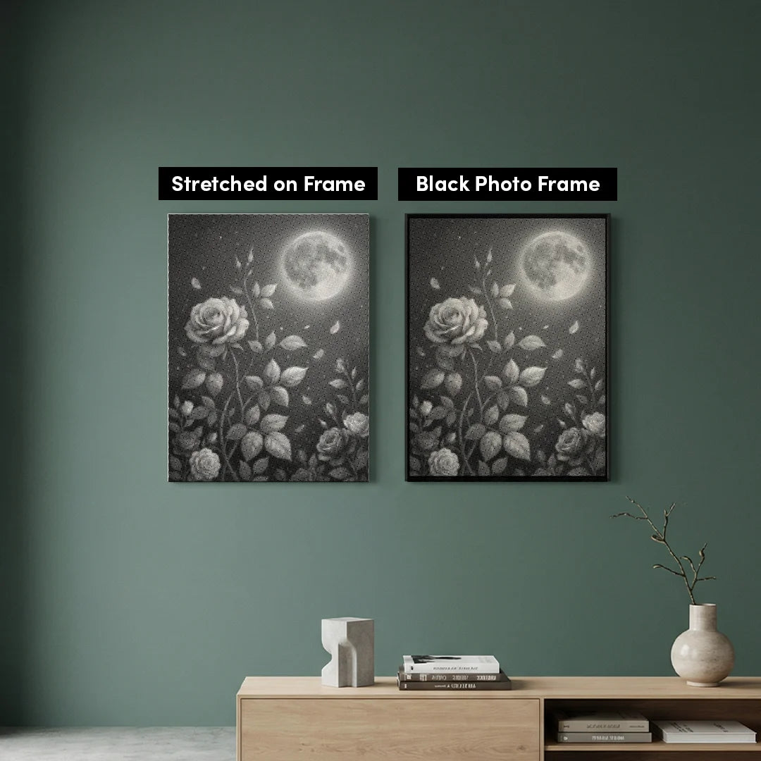 Roses and the Moon Dot Painting