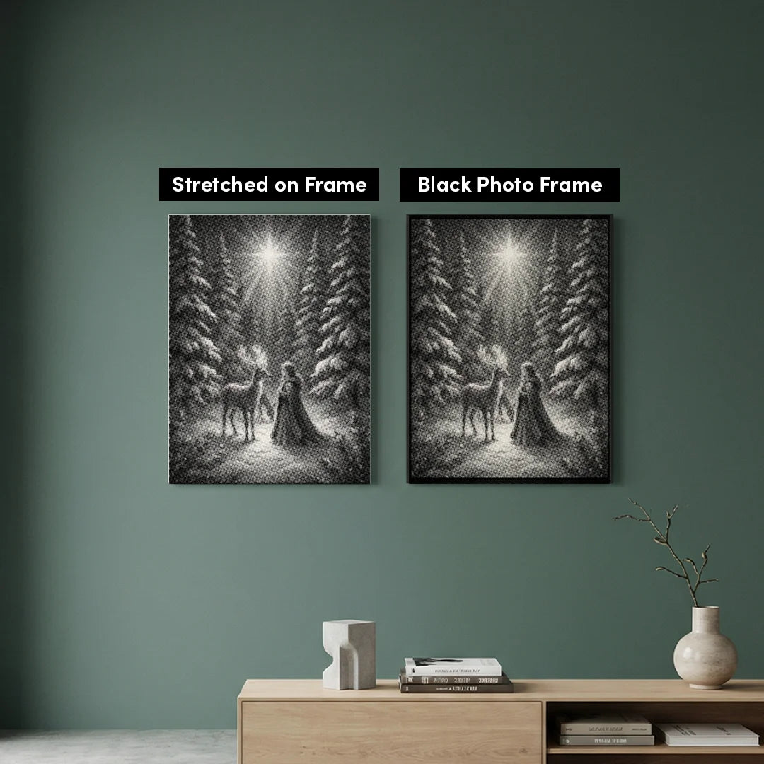 Girl with Reindeer Dot Painting