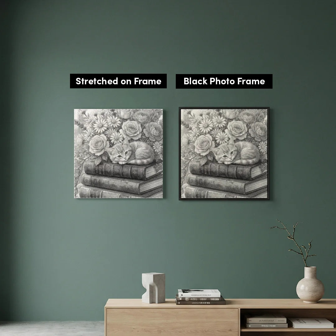 Cat on a Book Dot Painting