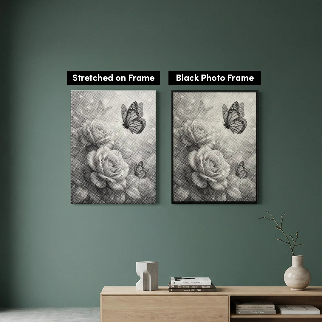 Butterfly with Roses Dot Painting