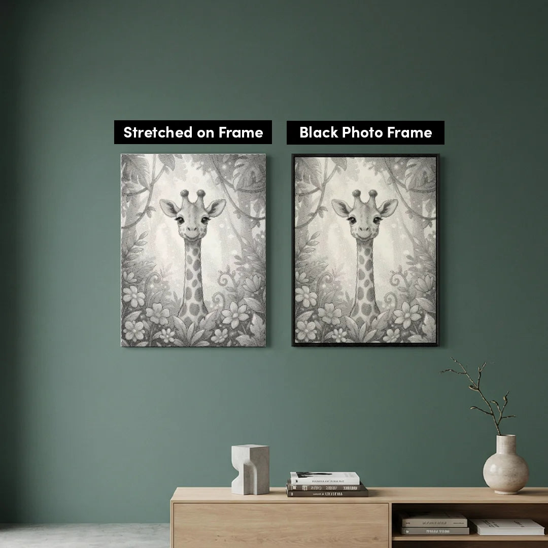 Giraffe with Flowers Dot Painting