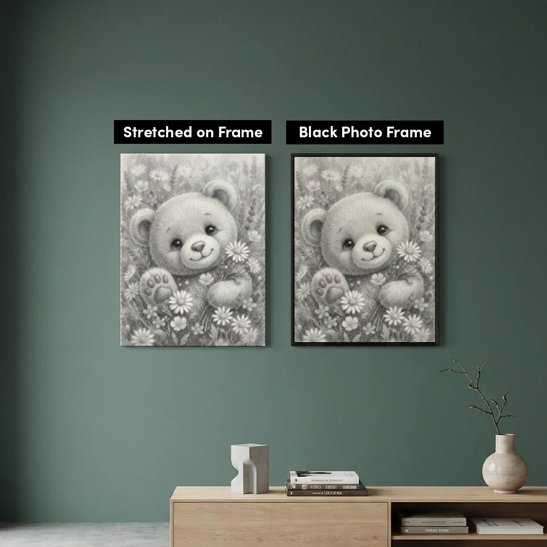 Bear with Flowers Dot Painting