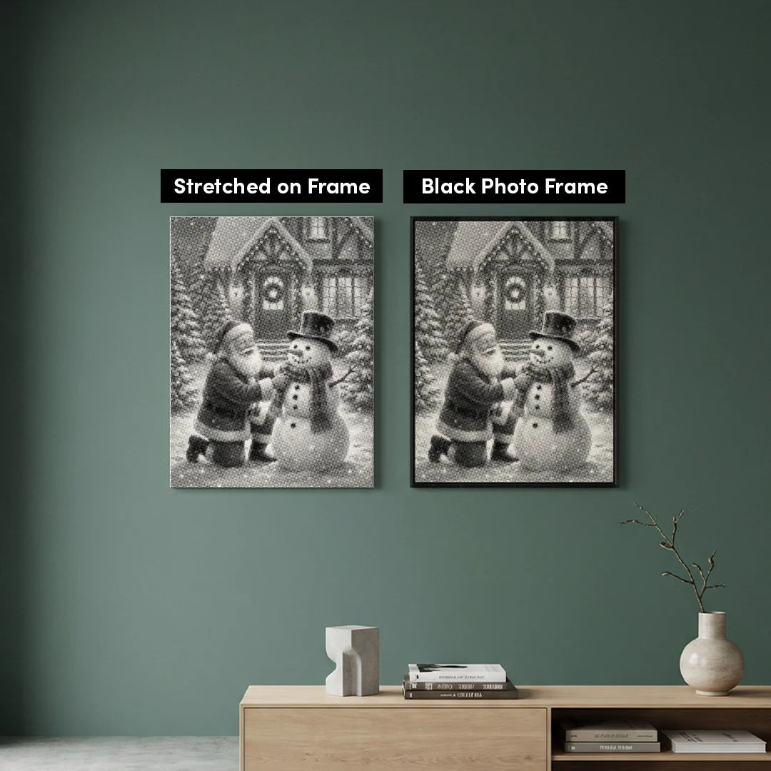 Santa Claus with Snowman Dot Painting