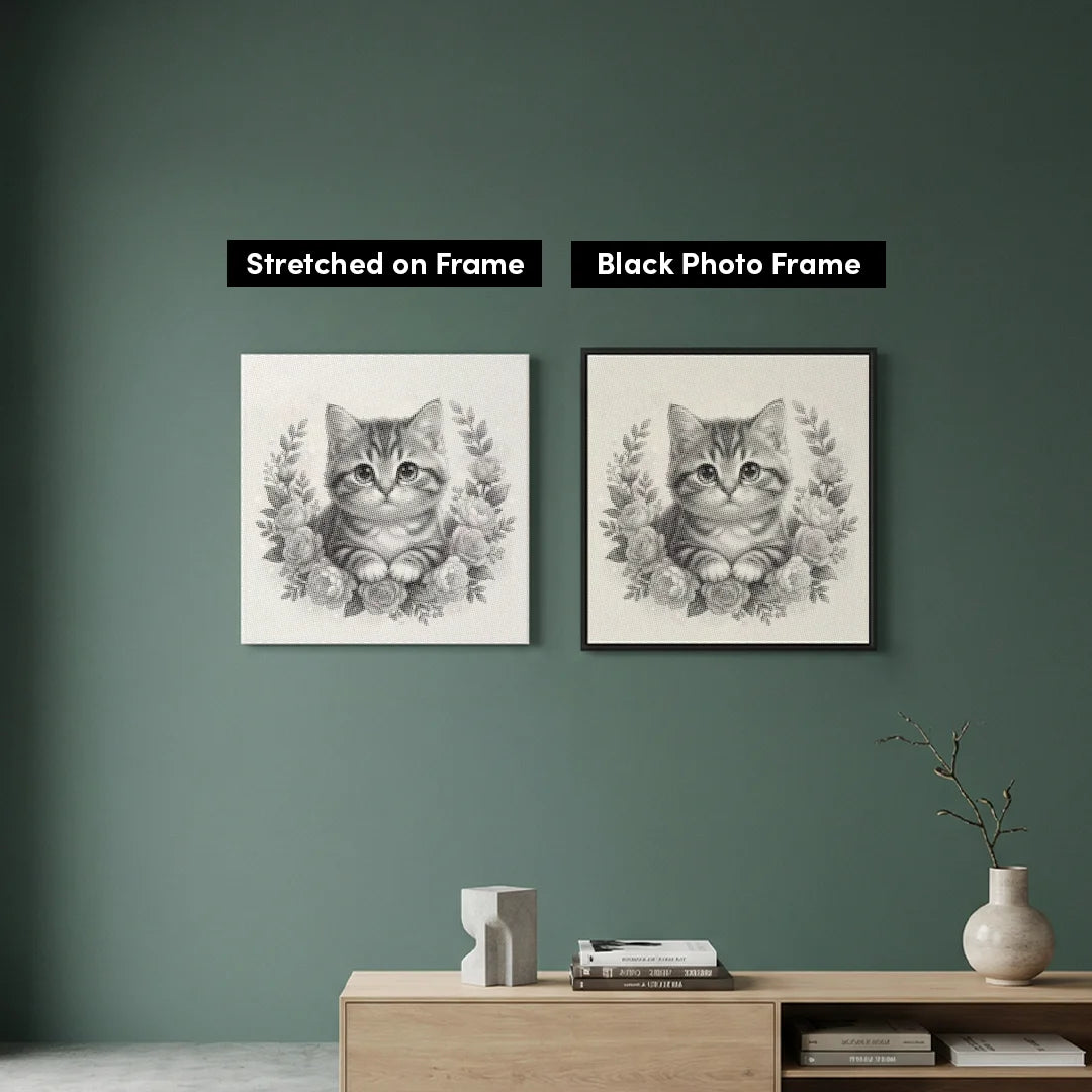 Cat with Flowers 2 Dot Painting