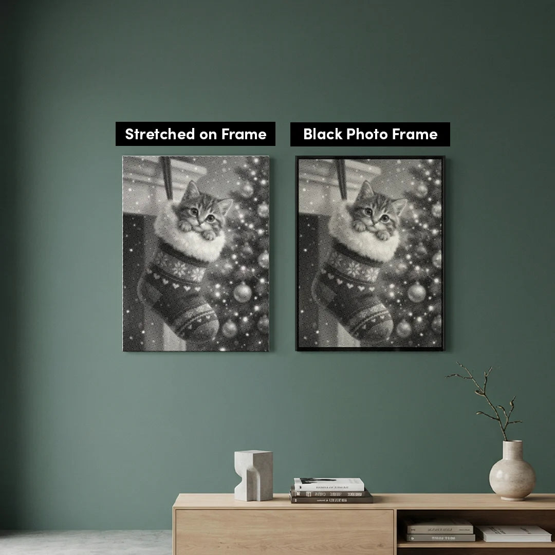 Kitten in a Christmas Sock Dot Painting