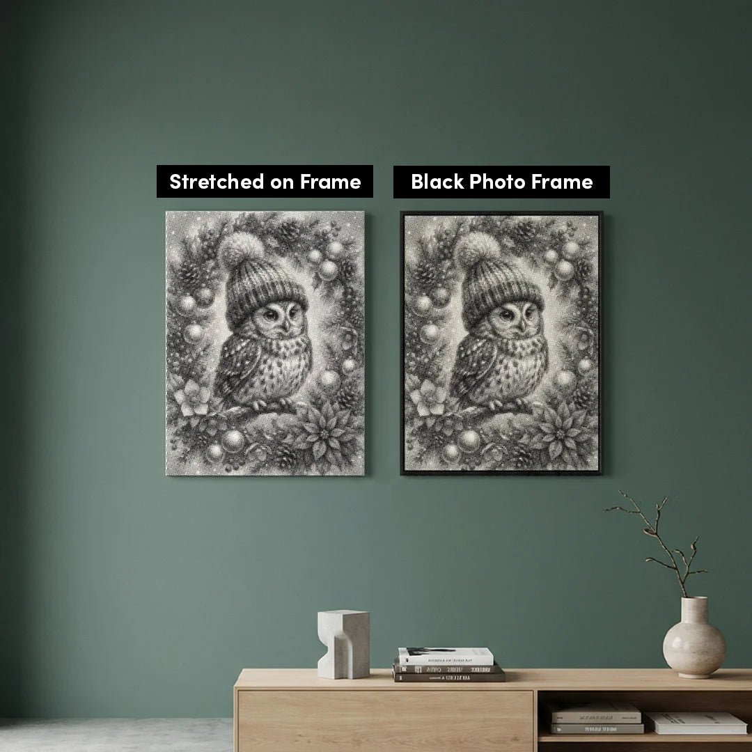 Christmas Owl in the Tree Dot Painting