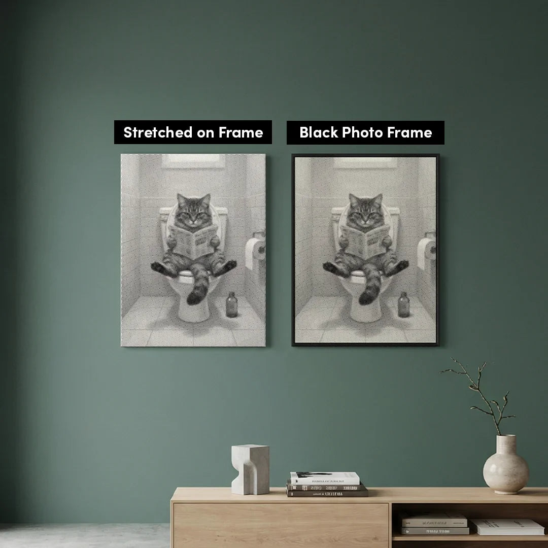 Cat on The Toilet Dot Painting