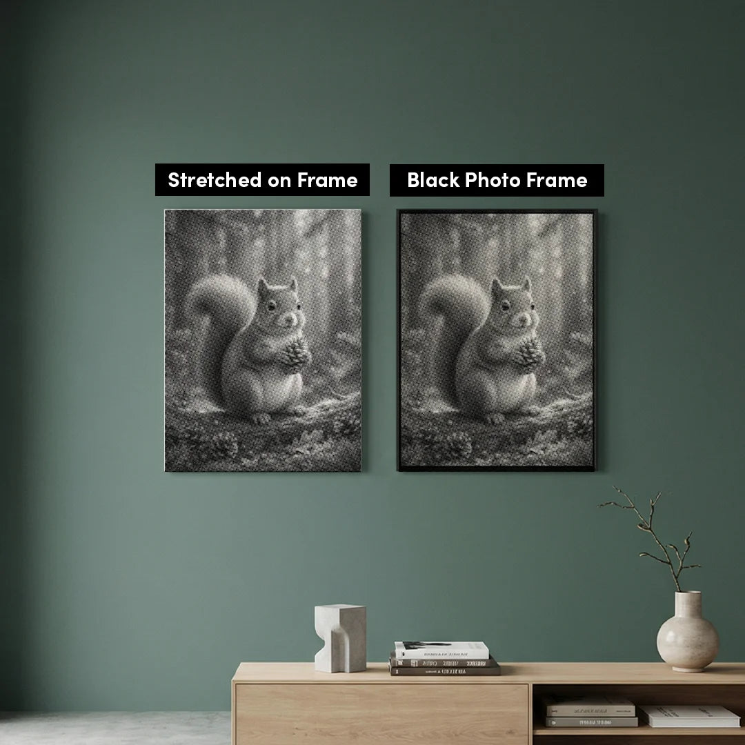 Squirrel with Pine Cones Dot Painting