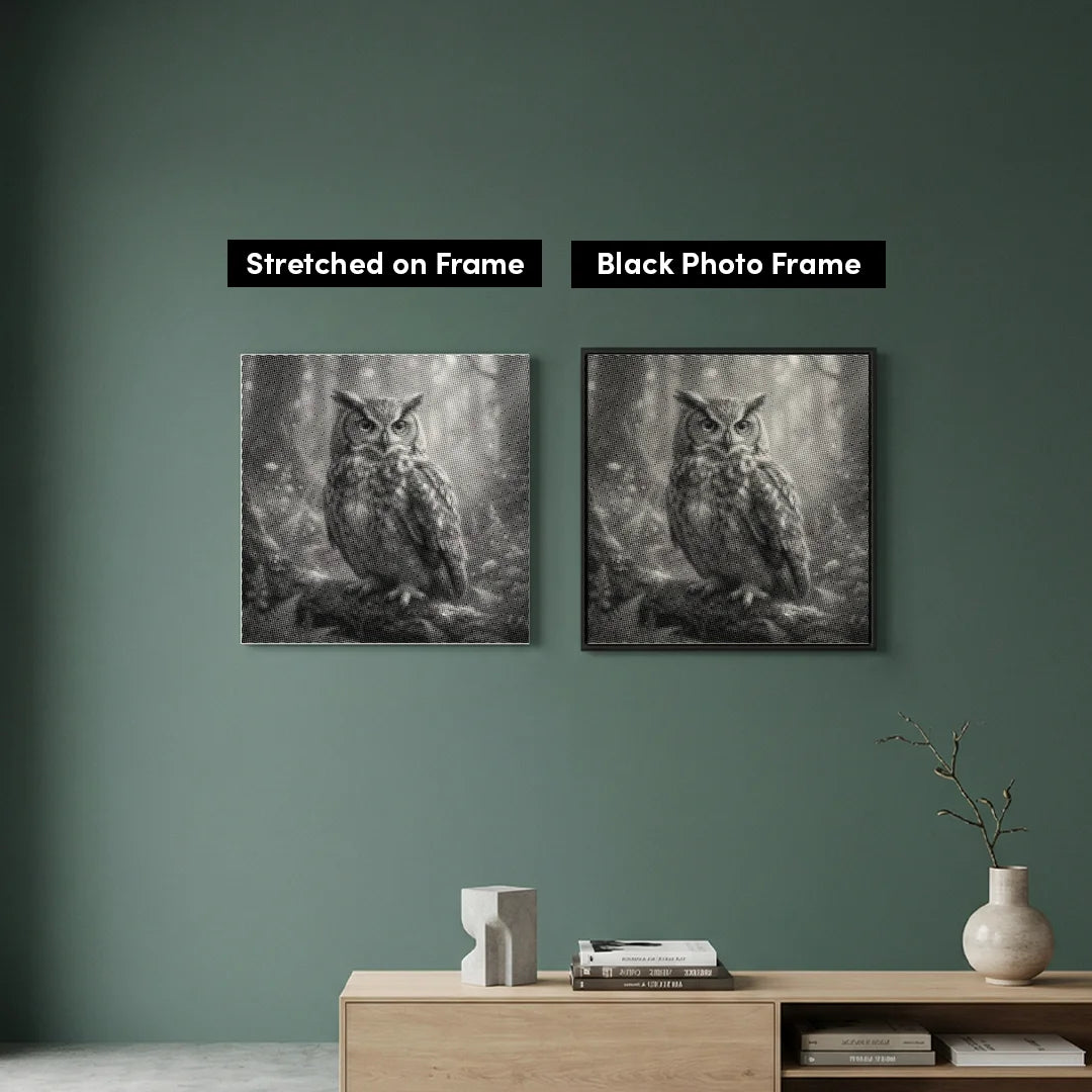 Cute Owl on a Branch Dot Painting