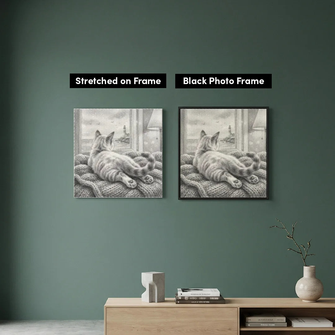 Cat Looks at Birds Dot Painting