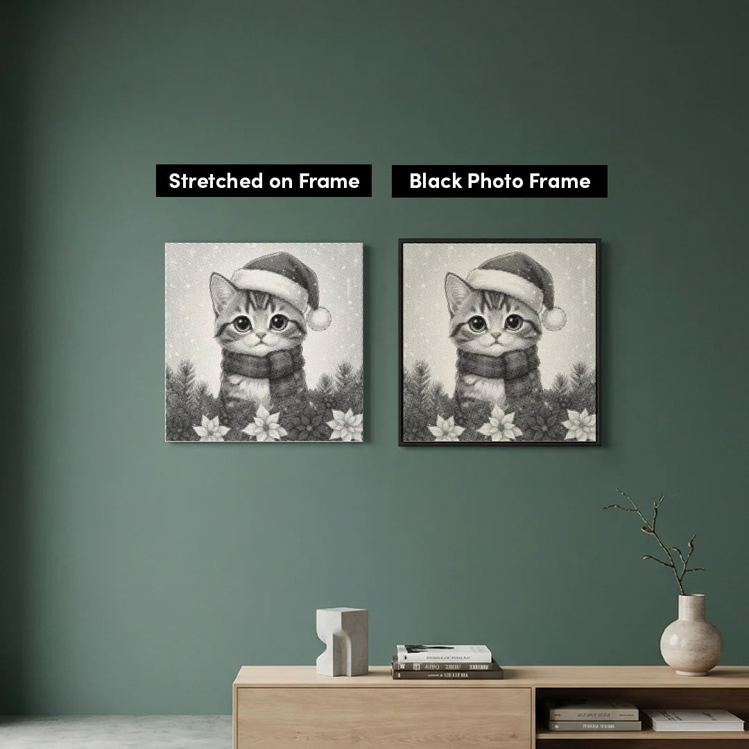 Kitten with Santa Hat Dot Painting