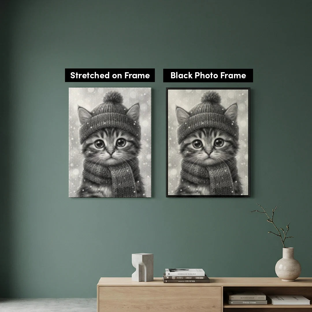 Winter Kitten Dot Painting