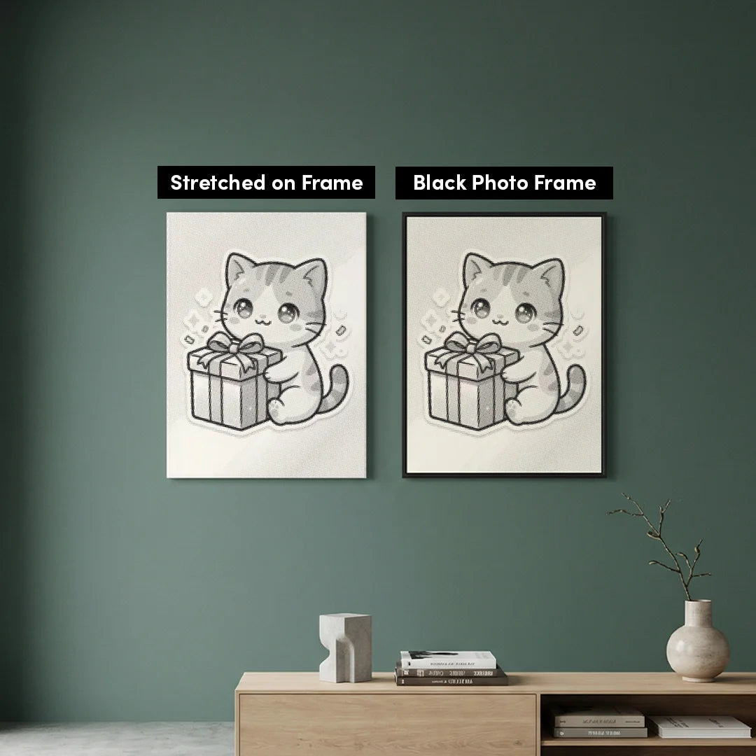 Cat with Gift Dot Painting