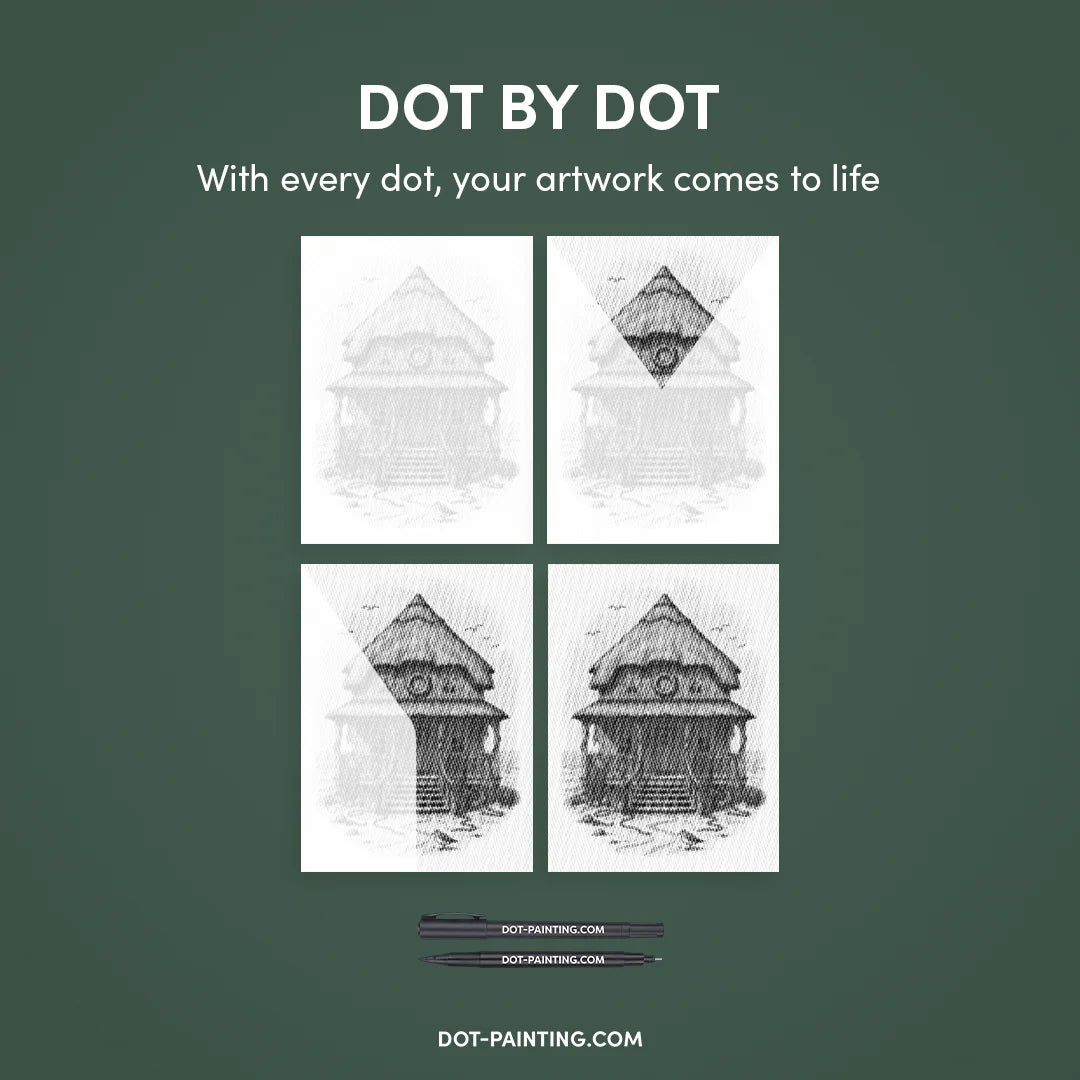 Beach Cottage Dot Painting
