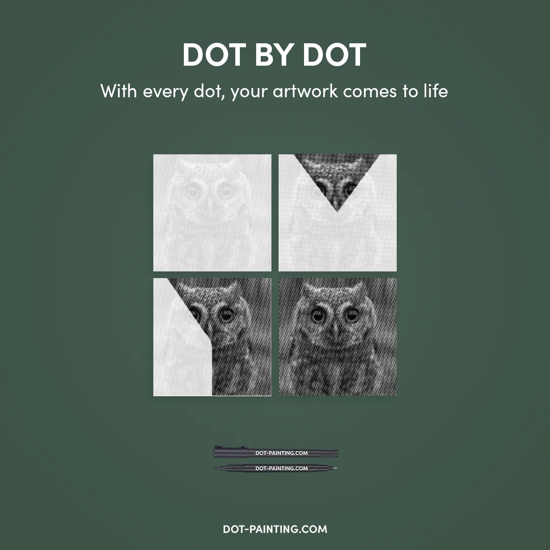 Small Owl with Big Eyes Dot Painting